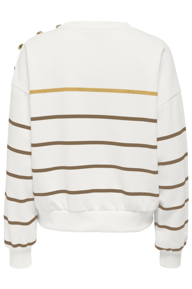 ONLUMA L/S O-NECK STRIPES CS SWT 15353047 CLOUD DANCER/GOLD GLITT